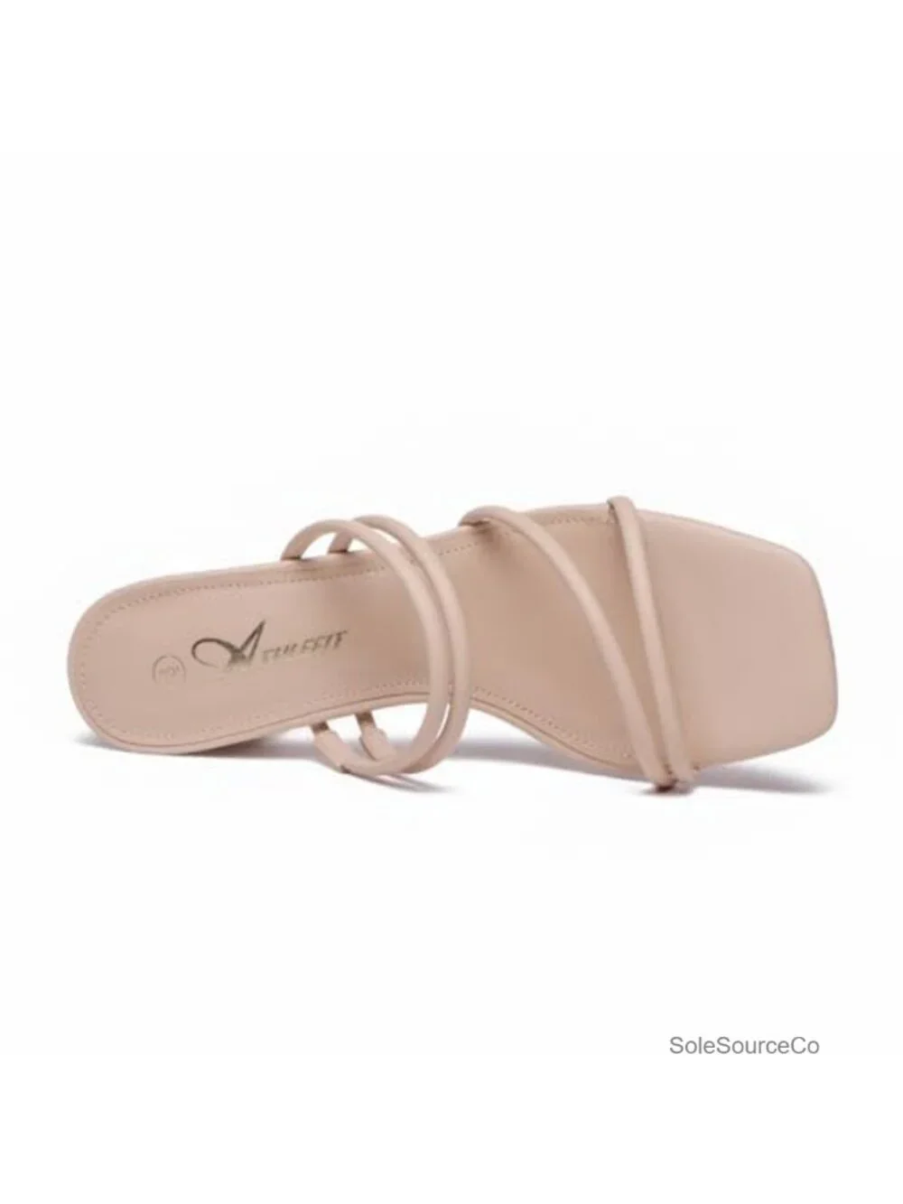 Strappy Block Chunky Heels Sandals Square Open Toe Slip On Heeled Sandals